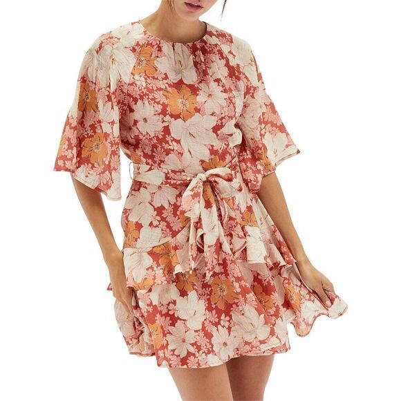 MINKPINK Azar Frill Mini Dress Floral Romantic Ruffle Cocktail Wedding guest - Picture 4 of 8